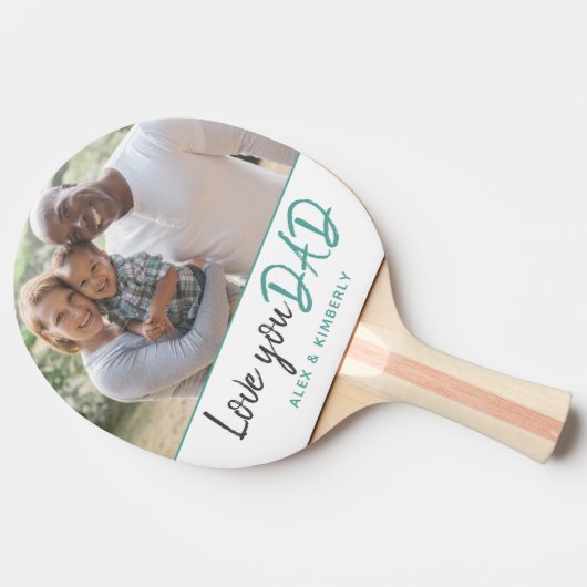 Vader Turquoise Script Father Day Foto Tafeltennisbatje (Zijkant)