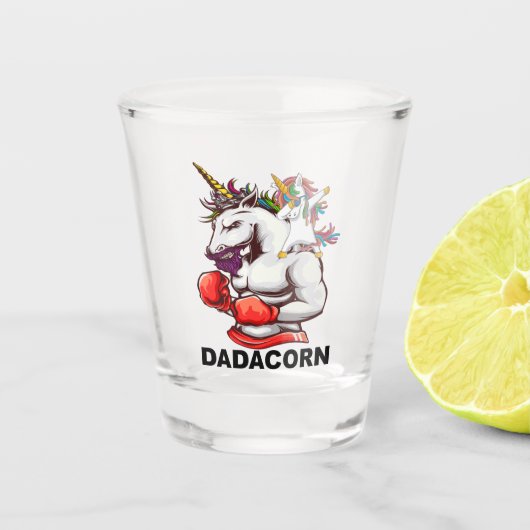 Vader vader Dadacorn Unicorn Birthday Shot Glas (Voorkant)