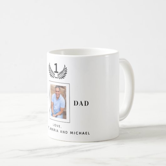 Vader vader foto zwart wit namen koffiemok (Voorkant rechts)