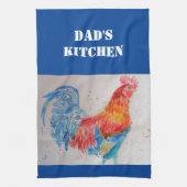 Vader Vader Waterverf Rode Haan Keuken Handdoek (Verticaal)