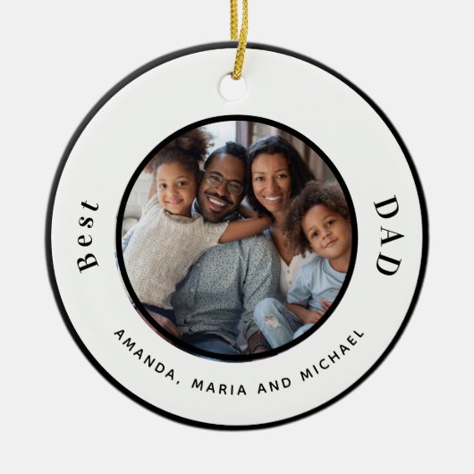Vader vader zwart wit namen foto modern keramisch ornament (Voorkant)