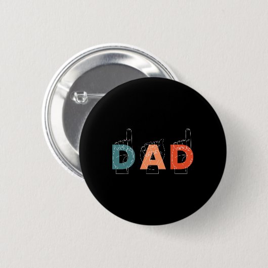 Vader Vaderdag Doof-stom Gebarentaal Ronde Button 5,7 Cm (Voorkant /achterkant)