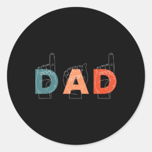Vader Vaderdag Doof-stom Gebarentaal Ronde Sticker