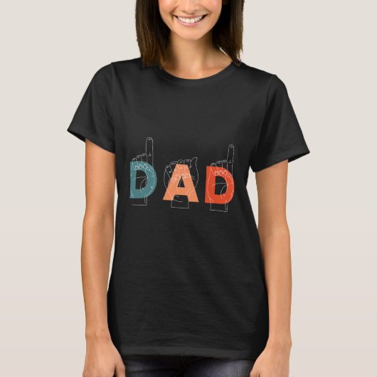 Vader Vaderdag Doof-stom Gebarentaal T-shirt (Voorkant)