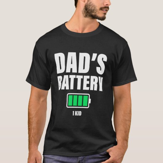 Vader van 1 Lage Batterij Papa Vaderdag T-shirt (Voorkant)