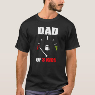 Vader van 3 kinderen Vintage vader Batterij leeg V T-shirt