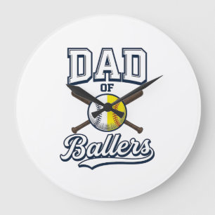 Vader van Ballers Baseball Softbal Vintage Design_ Grote Klok