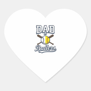 Vader van Ballers Baseball Softbal Vintage Ontwerp Hart Sticker