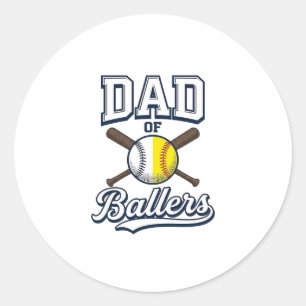 Vader van Ballers Baseball Softbal Vintage Ontwerp Ronde Sticker