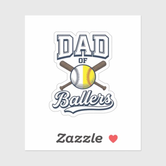 Vader van Ballers Baseball Softbal Vintage Ontwerp Sticker (Vel)