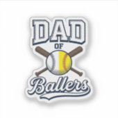 Vader van Ballers Baseball Softbal Vintage Ontwerp Sticker (Voorkant)