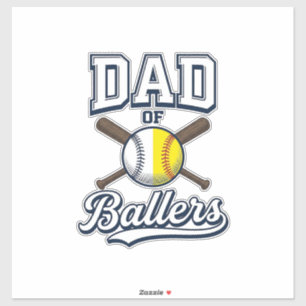 Vader van Ballers Baseball Softbal Vintage Ontwerp Sticker