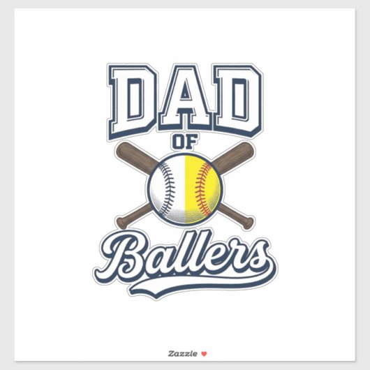 Vader van Ballers Baseball Softbal Vintage Ontwerp Sticker (Vel)