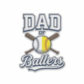 Vader van Ballers Baseball Softbal Vintage Ontwerp Sticker (Voorkant)