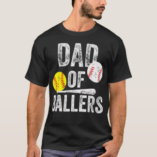 Vader Van Ballers Grappige Vader Van Honkbal En So T-shirt