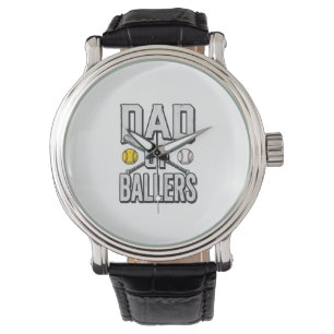 Vader van Ballers Softbal en Honkbal Vintage T-shi Horloge