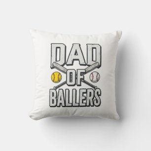 Vader van Ballers Softbal en Honkbal Vintage T-shi Kussen