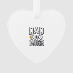 Vader van Ballers Softbal en Honkbal Vintage T-shi Ornament