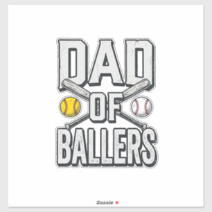 Vader van Ballers Softbal en Honkbal Vintage T-shi Sticker