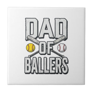 Vader van Ballers Softbal en Honkbal Vintage T-shi Tegeltje