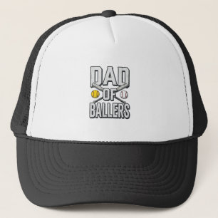 Vader van Ballers Softbal en Honkbal Vintage T-shi Trucker Pet