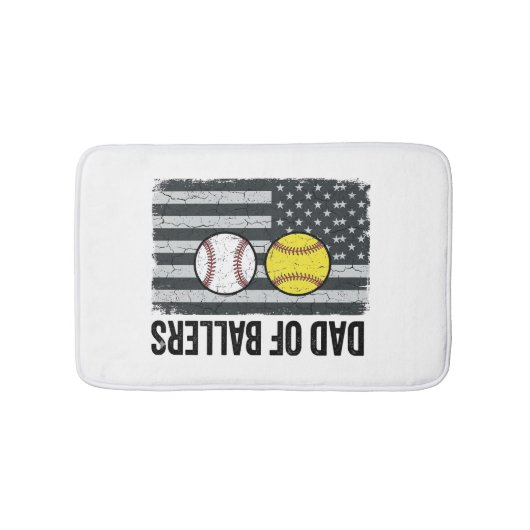 Vader van Ballers Softbal Honkbal Patriottisch Badmat (Voorkant)