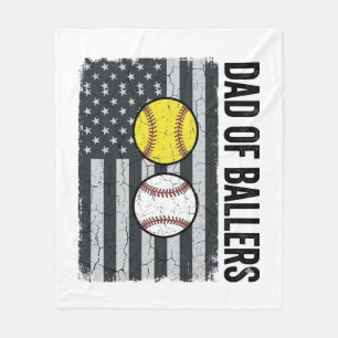Vader van Ballers Softbal Honkbal Patriottisch Fleece Deken