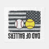 Vader van Ballers Softbal Honkbal Patriottisch Fleece Deken (Voorkant (Horizontaal))