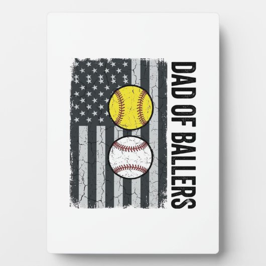 Vader van Ballers Softbal Honkbal Patriottisch Fotoplaat (voorkant)