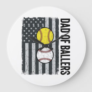 Vader van Ballers Softbal Honkbal Patriottisch Grote Klok