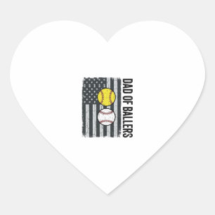 Vader van Ballers Softbal Honkbal Patriottisch Hart Sticker