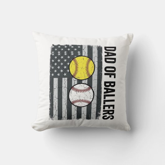Vader van Ballers Softbal Honkbal Patriottisch Kussen (Voorkant)