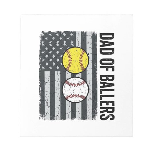 Vader van Ballers Softbal Honkbal Patriottisch Notitieblok (Voorkant)