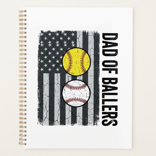 Vader van Ballers Softbal Honkbal Patriottisch Planner (Voorkant)