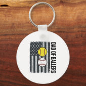 Vader van Ballers Softbal Honkbal Patriottisch Sleutelhanger (Voorkant)