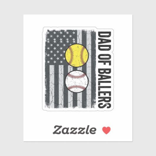Vader van Ballers Softbal Honkbal Patriottisch Sticker (Vel)