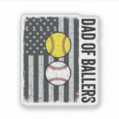 Vader van Ballers Softbal Honkbal Patriottisch Sticker (Voorkant)