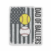 Vader van Ballers Softbal Honkbal Patriottisch Sticker (Voorkant)
