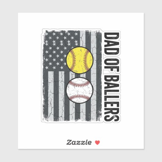 Vader van Ballers Softbal Honkbal Patriottisch Sticker (Vel)