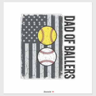 Vader van Ballers Softbal Honkbal Patriottisch Sticker