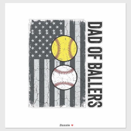 Vader van Ballers Softbal Honkbal Patriottisch Sticker (Vel)