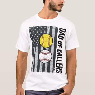 Vader van Ballers Softbal Honkbal Patriottisch T-shirt