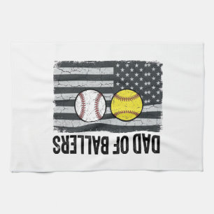 Vader van Ballers Softbal Honkbal Patriottisch Theedoek