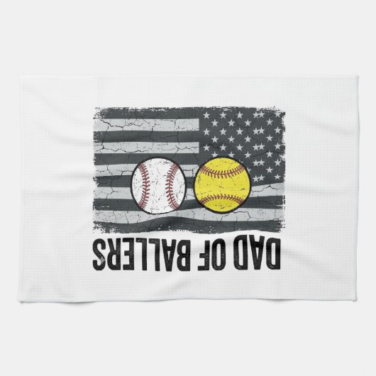 Vader van Ballers Softbal Honkbal Patriottisch Theedoek (Horizontaal)