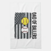 Vader van Ballers Softbal Honkbal Patriottisch Theedoek (Verticaal)