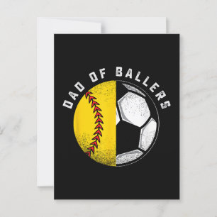Vader van Ballers Vader Zoon Softbal Voetbalspeler Briefkaart