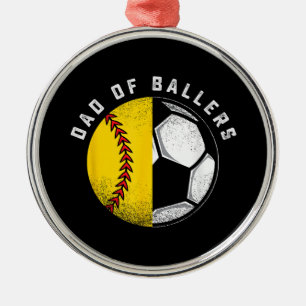 Vader van Ballers Vader Zoon Softbal Voetbalspeler Metalen Ornament