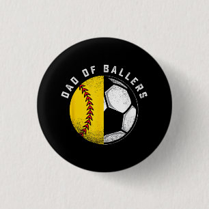 Vader van Ballers Vader Zoon Softbal Voetbalspeler Ronde Button 3,2 Cm