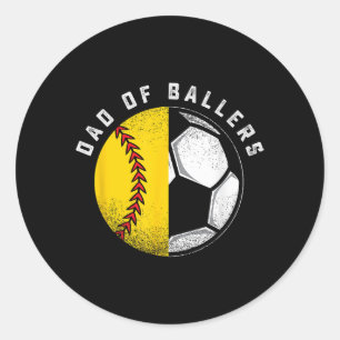 Vader van Ballers Vader Zoon Softbal Voetbalspeler Ronde Sticker