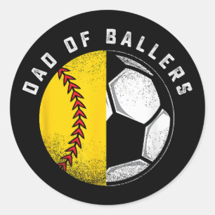 Vader van Ballers Vader Zoon Softbal Voetbalspeler Ronde Sticker